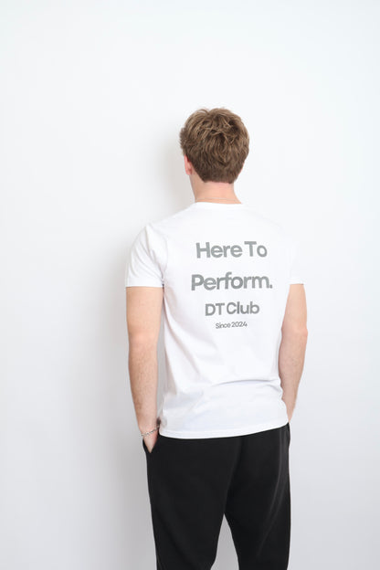 CAMISETA "HERE TO PERFORM." BLANCA