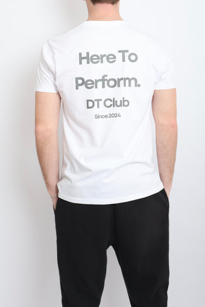 CAMISETA "HERE TO PERFORM." BLANCA